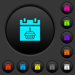 Poster - Birthday dark push buttons with color icons