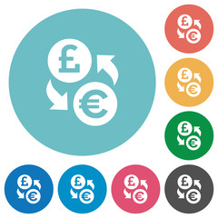 Sticker - Pound Euro money exchange flat round icons