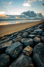 Storm Clouds At Sunset On Aberavon Beach, Wales, UK