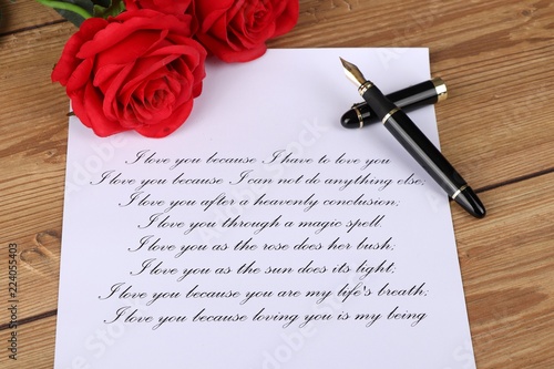 Love Letter Handwritten Letter With A Declaration Of Love With Red