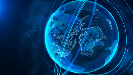Fototapete - Global network connection. World map point. Representing the global. Network connection. 3D rendering.