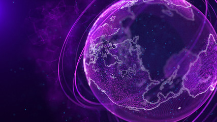 Fototapete - Global network connection. World map point. Representing the global. Network connection. 3D rendering.