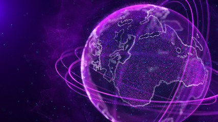 Fototapete - Global network connection. World map point. Representing the global. Network connection. 3D rendering.