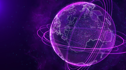 Fototapete - Global network connection. World map point. Representing the global. Network connection. 3D rendering.