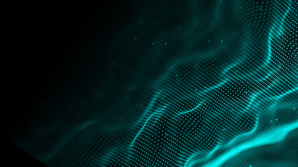 Fototapete - Data technology background. Abstract background. Connecting dots and lines on dark background. 3D rendering. 4k.
