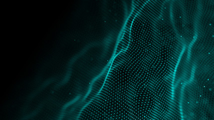Fototapete - Data technology background. Abstract background. Connecting dots and lines on dark background. 3D rendering. 4k.