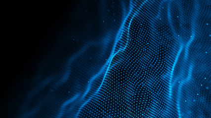 Fototapete - Data technology background. Abstract background. Connecting dots and lines on dark background. 3D rendering. 4k.