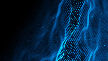 Fototapete - Data technology background. Abstract background. Connecting dots and lines on dark background. 3D rendering. 4k.