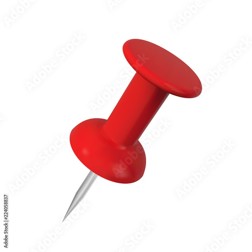 Fotografia, Obraz Realistic red push pin. Isolated vector illustration.