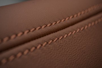 Wall Mural - Detailed image of a car leather pleats stitch work.