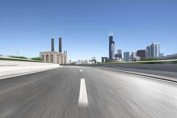 empty highway through modern city