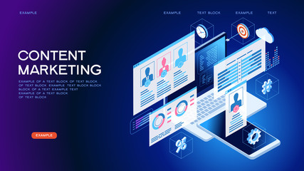 Wall Mural - technology concept content marketing strategy web banner.
