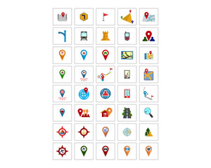 Canvas Print - direction marker pin path global positioning system image vector icon logo