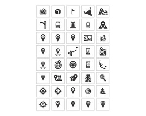 Canvas Print - direction marker pin path global positioning system image vector icon logo