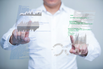 Wall Mural - man working in new technology