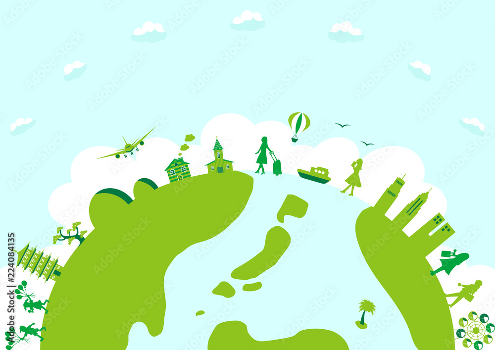 世界旅行 イラスト Wall Mural Wallpaper Murals Kid A