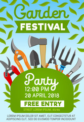 Garden festival party and gardening tools