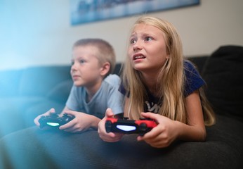 Wall Mural - Children playing video games 