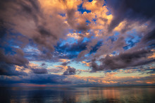 Beautiful High Dynamic And High Definition Clouds Over Lake Superior