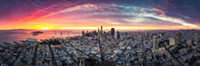 Aerial Panoramic View Of San Francisco Skyline At Sunrise