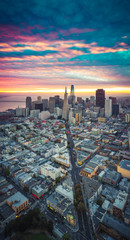 Canvas Print - Aerial View of San Francisco Skyline at Sunrise