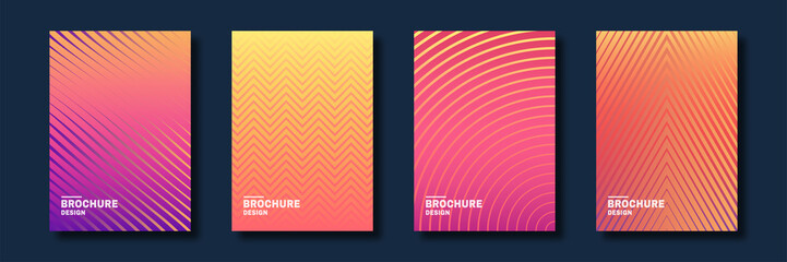 Aufkleber - Minimal cover design. Halftone gradients, abstract geometric background. Set of abstract patterns for cover design in warm colors