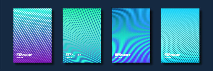 Aufkleber - Minimal cover design. Halftone gradients, abstract geometric background. Set of abstract patterns for cover design in cold colors
