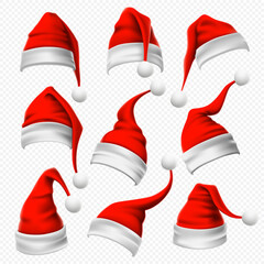 santa claus hats. christmas red hat, xmas furry headdress and winter holidays head wear decoration 3