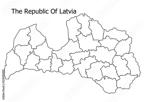 Fotografia The Republic of Latvia border on a white background circuit