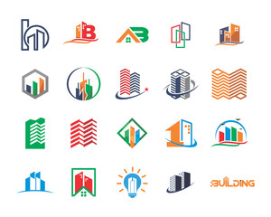 Canvas Print - variation mixed skyscraper building image vector icon logo symbol set