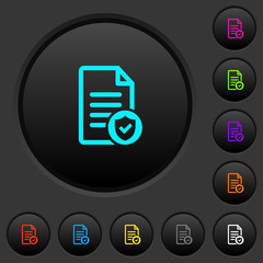 Canvas Print - Document protected dark push buttons with color icons