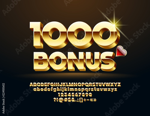 Vector Sasino Banner 1000 Bonus Set Of Chic Letters Numbers And