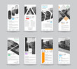 © olegphotor - Vector design of roll-up banners with different geometric shapes for a photo.