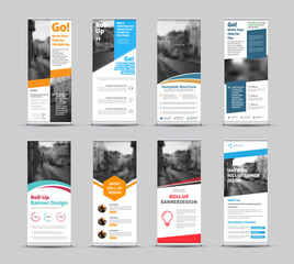 Wall Mural - set of vector white roll-up banners with place for photo