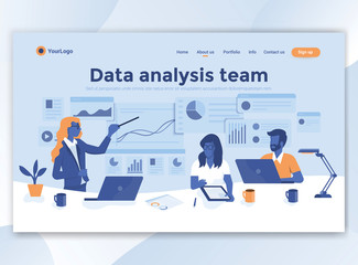 Wall Mural - flat modern design of wesite template - data analysis team