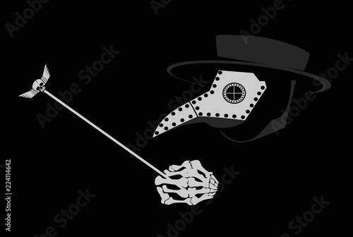 Plague Doctor Skull Black And White Background Stock Vector Adobe Stock