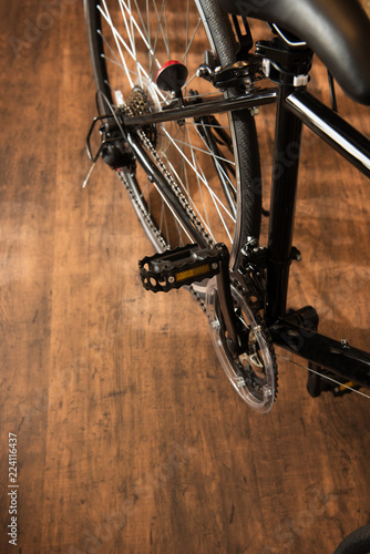 Road Bike Or Racing Type Bicycle On A Wooden Floor Of A Cycle