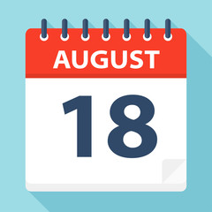 Wall Mural - August 18 - Calendar Icon