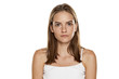 © vladimirfloyd - Portrait of young beautiful woman with no makeup on white backgeound
