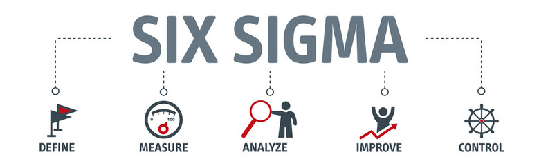 lean six sigma concept vector illustration with text and related icons