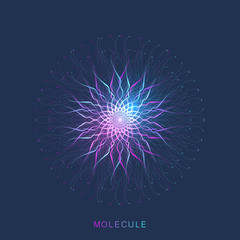 Wall Mural - abstract molecule structure. dna helix, dna strand, dna test, molecule or atom, neurons. molecular s
