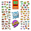 Pop Art Comic Speech Bubbles Collection with Funny Text. Chat, Communication Stickers, Badges and Patches. Vector illustration