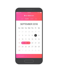 Wall Mural - smart calendar app concept september 2018 page with to do list and tasks vector ui ux design mockup 