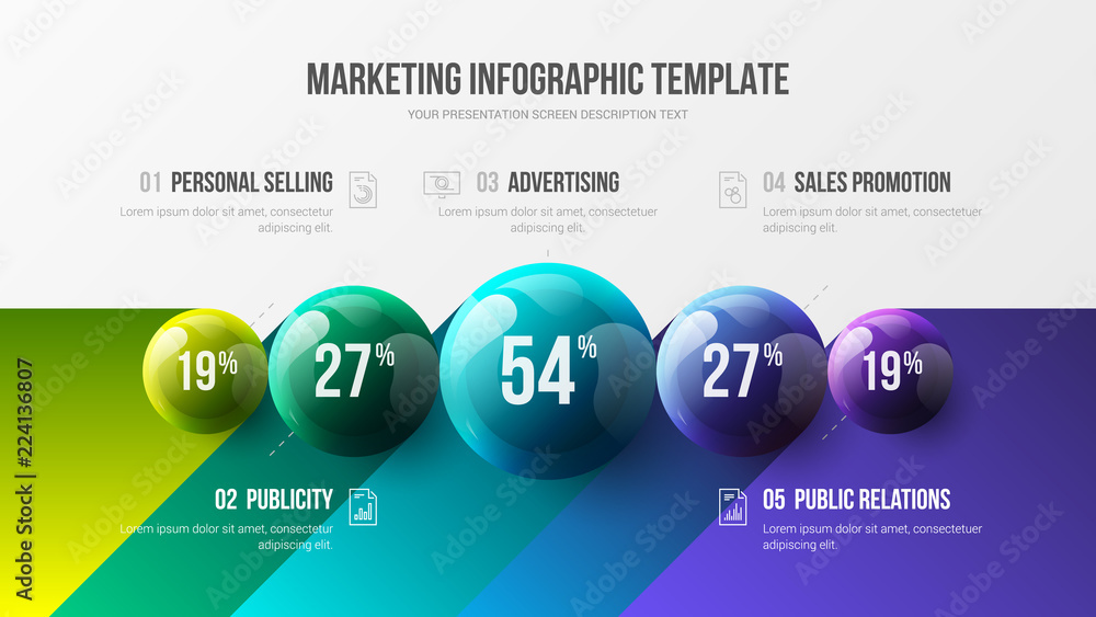 Amazing business infographic presentation vector 3D colorful balls ...