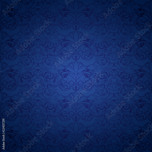 Blue Vintage Background Royal With Classic Baroque Pattern