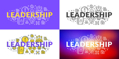 Wall Mural - leadership. flat line illustration concept for web banner and printed materials. vector illustration