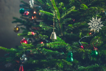 traditional christmas tree with ornaments