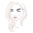 © KseniyaT - Beautiful pastel color young woman. Hand drawn stylish woman portrait. Fashion lady. Sketch.