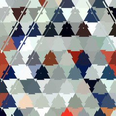 Wall Mural - camouflage triangles continuous pattern in blue, grey and orange