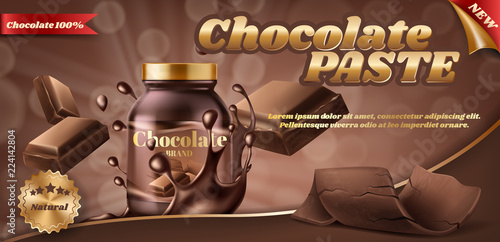 Vector Promotion Banner Of Chocolate Paste Or Nut Butter In